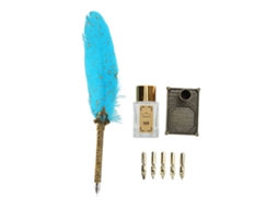 Caneta Pena de Textura Macia em Liga de Zinco com Ponta Gravada, Estilo Vintage, Conjunto de Mergulho para Caligrafia Diy, Azul Celeste AQUAFORGE