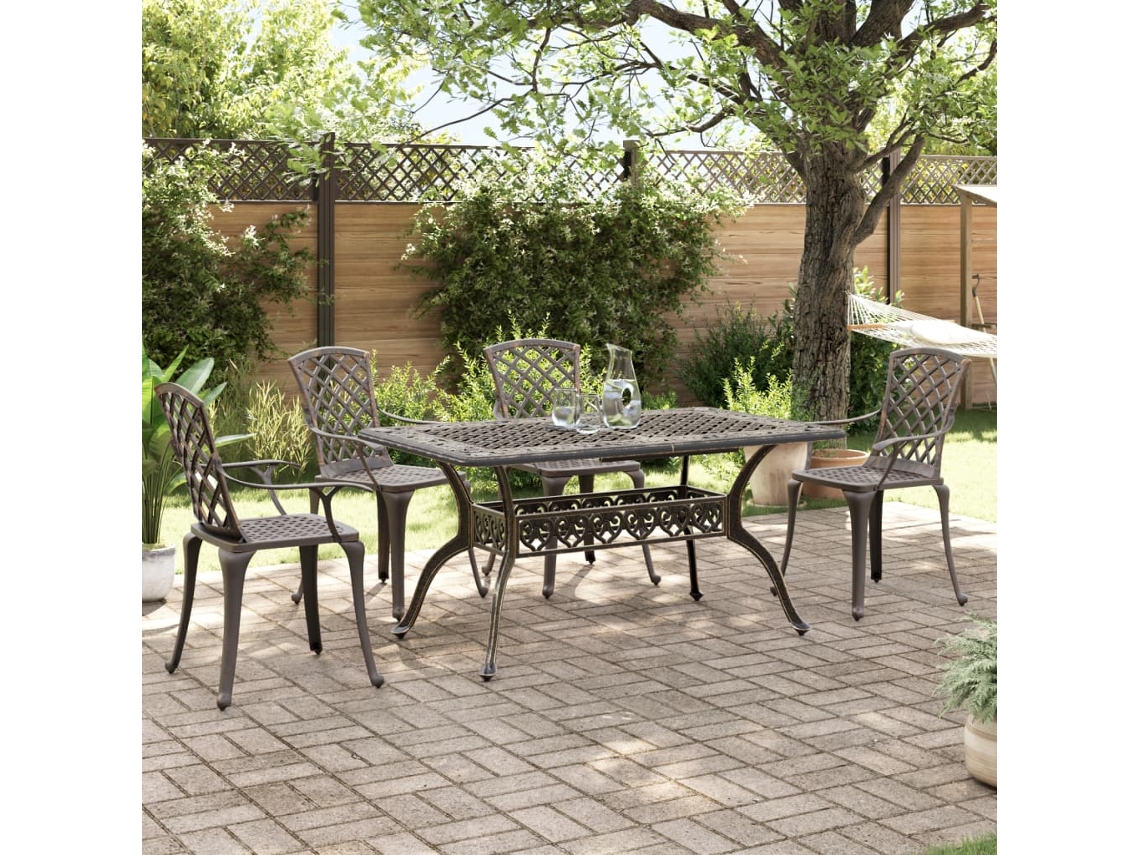 Pcs Conjunto De Jantar Para Jardim Alumínio Fundido Bronze Dkd Home Decor