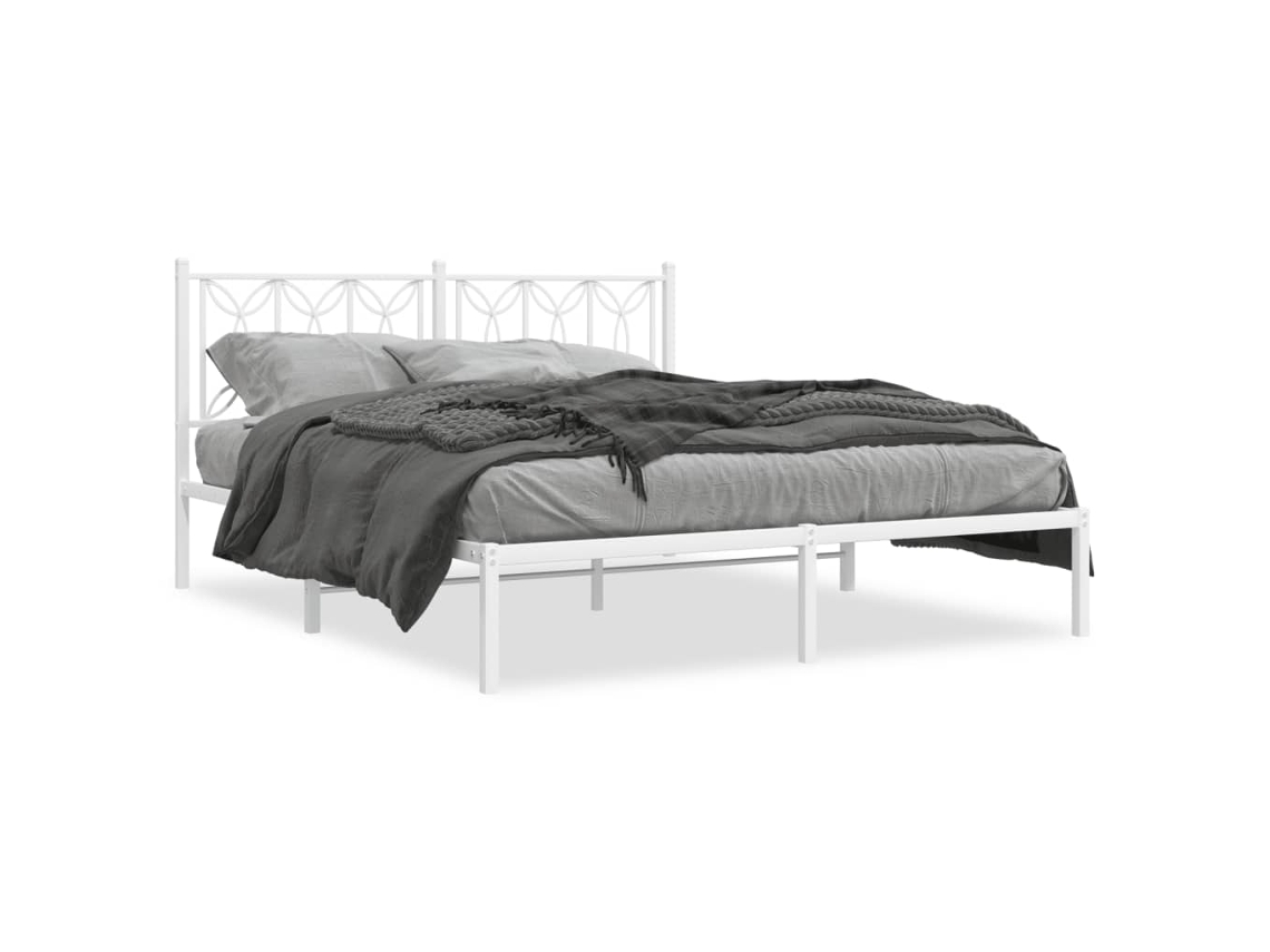 Estrutura de cama VIDAXL Branco Metal (207x156x90 cm)