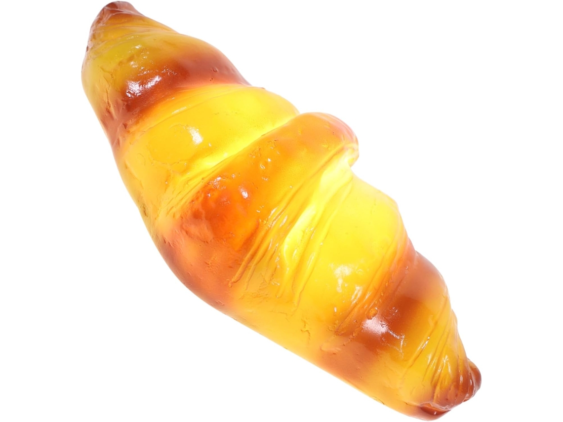Luminária noturna de LED em formato de croissant de plástico laranja.