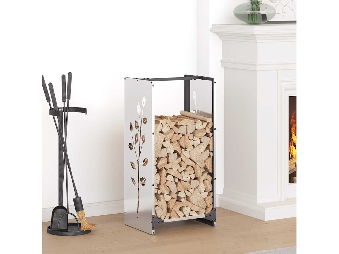 Vidaxl Suporte Para Lenha 40x30x80 Cm Aço Inoxidável