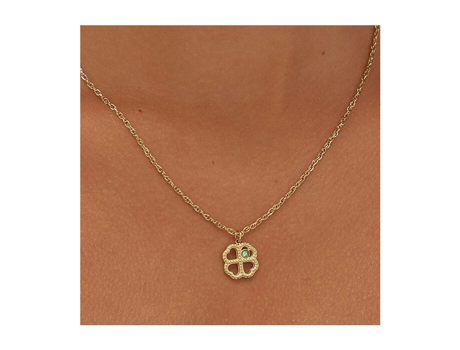 Colar Trevo De Quatro Folhas Banhado A Ouro Lucky Light Skt40 Sagapõ