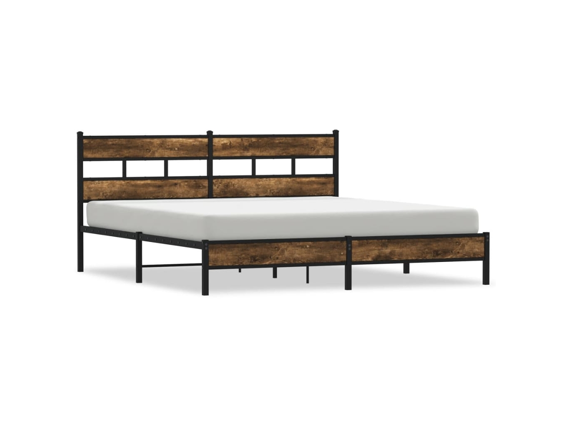 Bed Frame, Bed Frames Vidaxl Marrom Aço (200 X 200 Cm)
