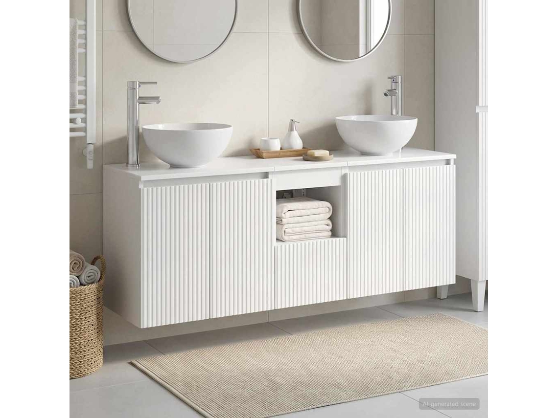 Vidaxl Conjunto De Armários Para Banheiro 3 Unid. Branco Brilhante