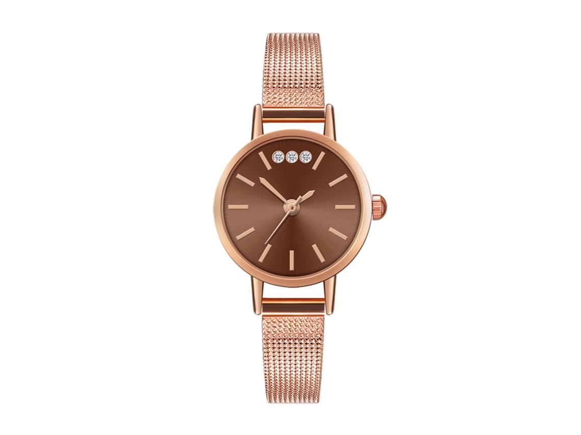 Relógio Casual de Estilo Simples Retro de Pulso com Cinta de Malha Quarzo E15 w Marrom