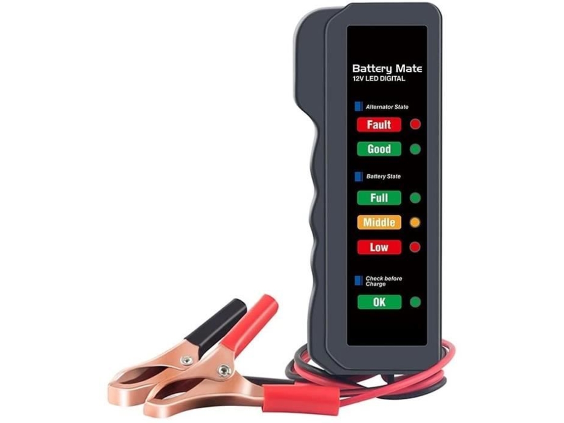 Testador De Bateria Auto 12v 6 Leds Portátil Analisador De Alternador