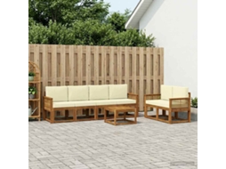 Vidaxl Conjunto De Sofás Para Exterior 7 Unid. Natural E Creme