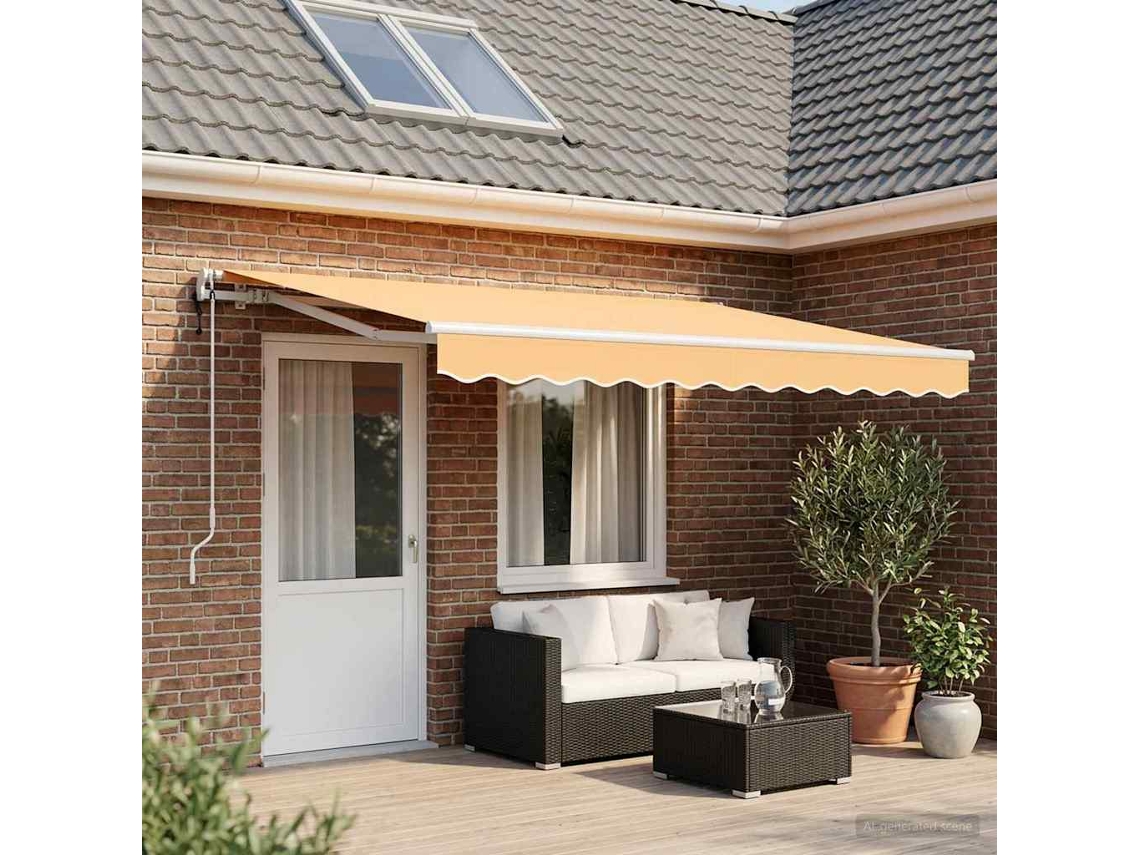 Vidaxl Toldo Retrátil Areia 400 × 350 Cm Poliéster