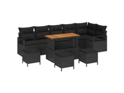 Maison Exclusive - Conjunto De Sofá De Jardim Com Almofada 10 Pcs Preto