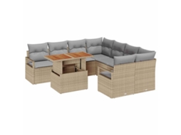 Maison Exclusive - Conjunto De Jantar Para Jardim Com Almofada 9 Pcs Bege E Cinza
