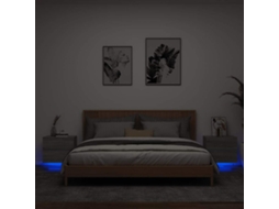Vidaxl Mesas De Cabeceira De Parede Com Luzes Led 2pcs Cinzento Sonoma