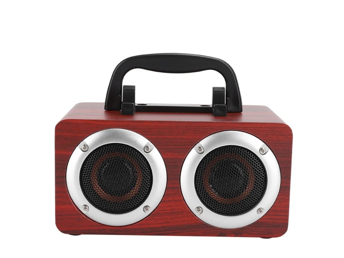 Altifalante Portátil De Madeira Bluetooth 4.2 Ft 4002 Vermelho Yizhood