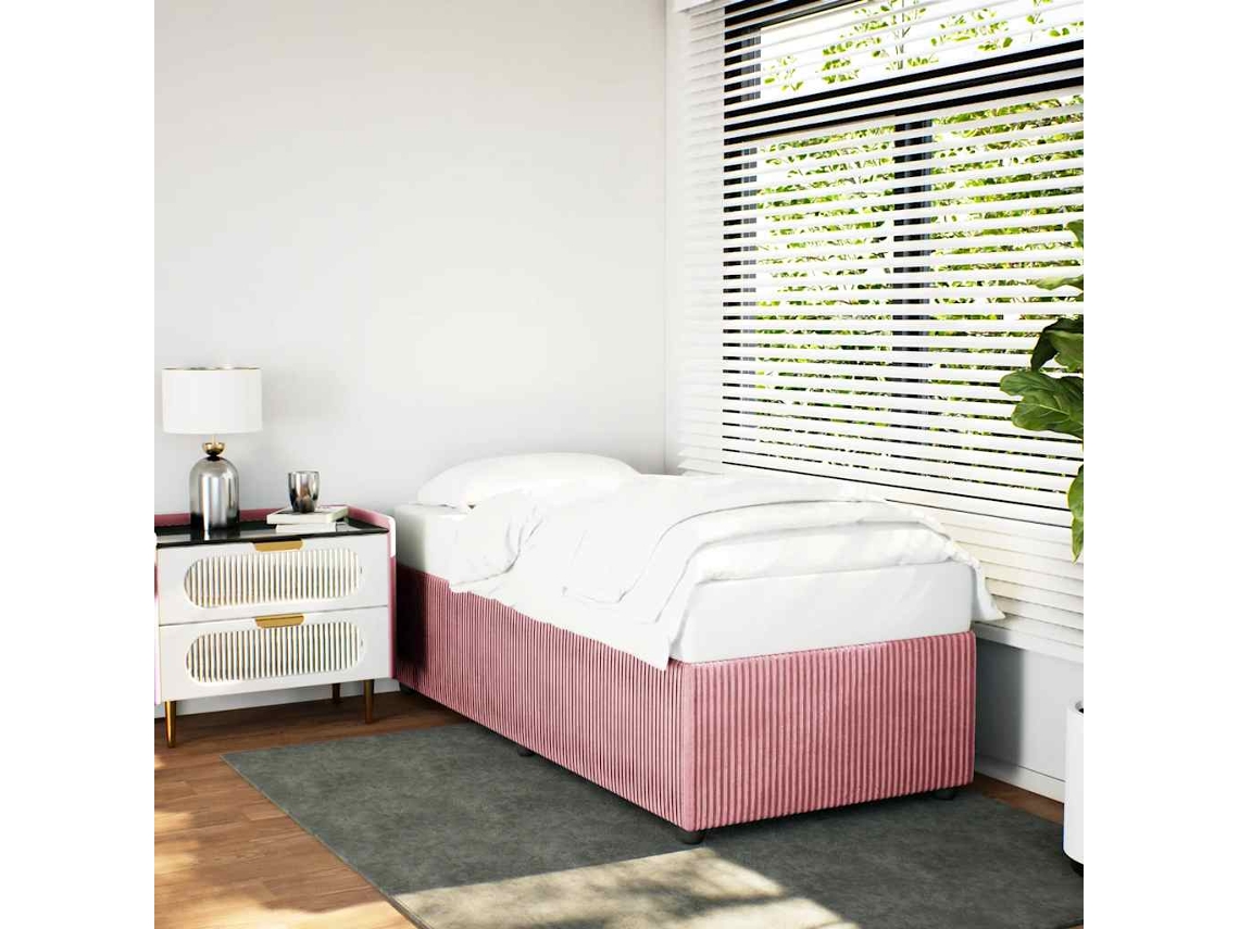 Vidaxl Estrutura de Cama 90x200 Cm Veludo Rosa