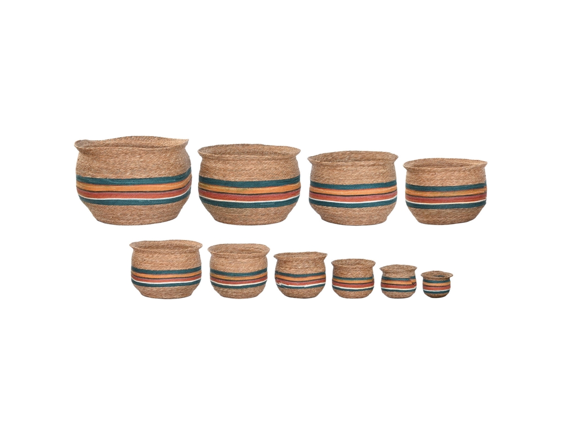 Conjunto de 10 Vasos Multicoloridos de Fibra Natural, 75x75x47cm ALEXANDRA HOUSE LIVING