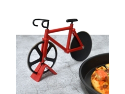 2026 cortador de Pizza em Forma de Bicicleta com Rodas de Aço Inoxidável e Suporte Vermelho