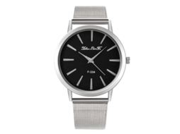Relógio de Pulso Analógico de Quartzo com Pulseira de Malha Estilo Casual Elegante (prata)