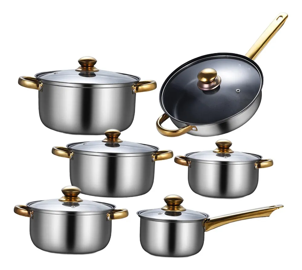 Conjunto De Panelas De Aço Inoxidável Com 6 Peças, Portátil Comvayotoy