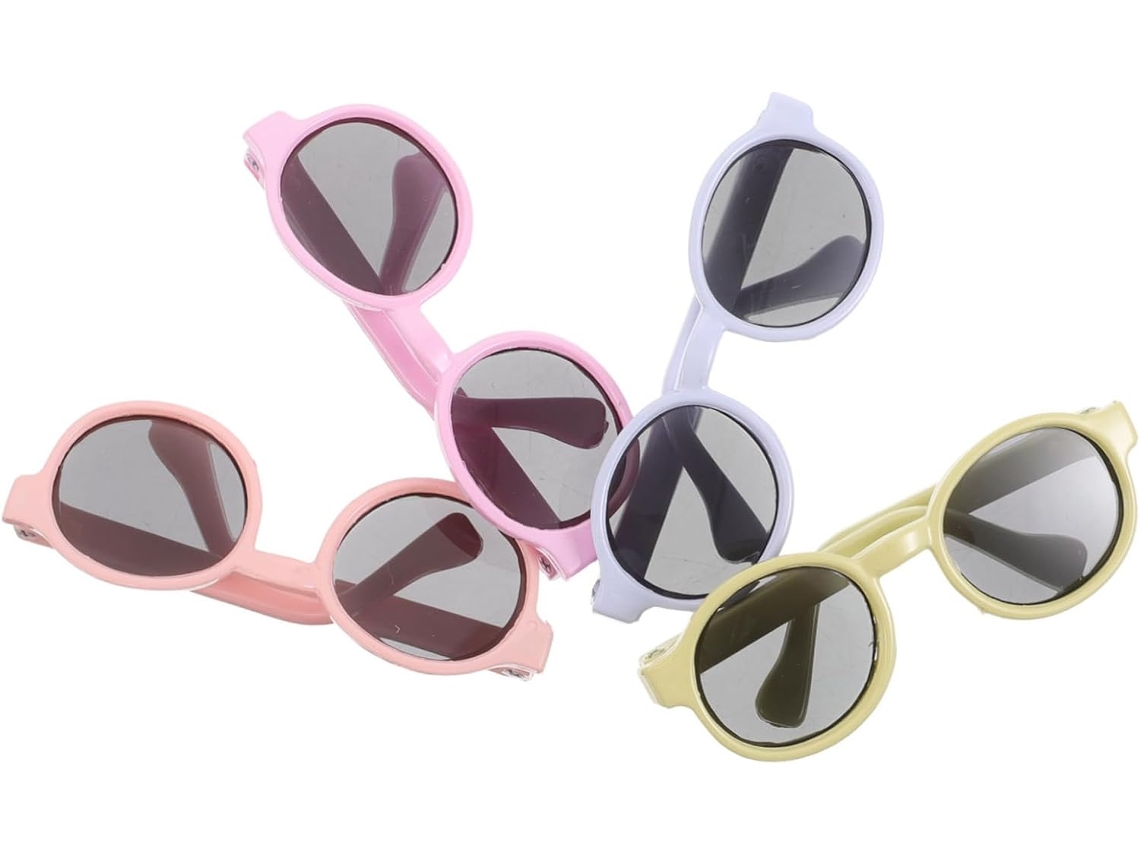 Conjunto De 4 Mini Óculos De Sol De Plástico Para Bonecas