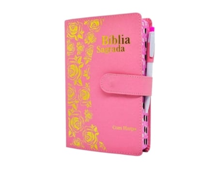 Livro Biblia Rc Letra Hipergigante Com Harpa Botao Com Caneta Rygu Rosa Claro De Diversos (português Do Brasil)