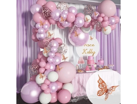 Ayuqi Meninas Decoração de Festa de Aniversário Balão Branco Rosa Prata Balão 113 Peças Kit de Decoração de Casamento