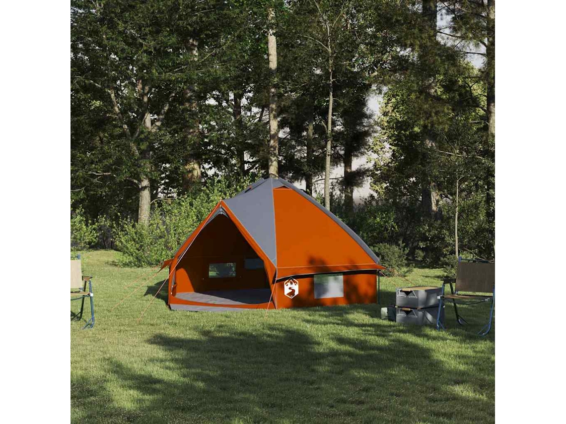 Vidaxl Tenda Teepee Para 4 Pessoas 4 Pessoa Cinza E Laranja