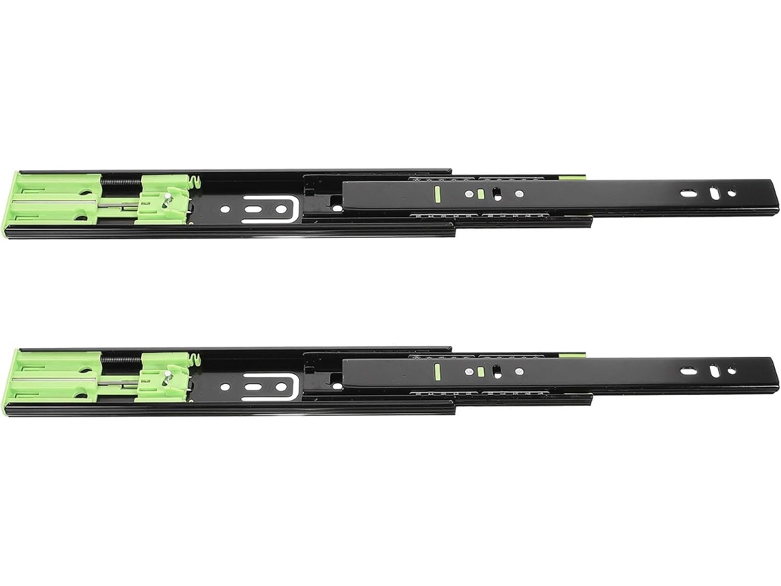 2 Peças De Corrediças Telescópicas Silenciosas E Largas Com Extensão Total Para Gavetas Cômoda Cozinha