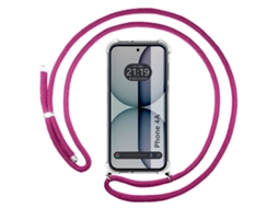 Capa Tumundosmartphone Transparente Para Nothing Phone 4a 5g Com Correia Rosa Fúcsia
