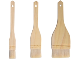 Kit de 3 Pincéis de Confeitaria em Lã e Madeira. Pincéis de Cozinha Leves e Profissionais para Cozinhar e Assar. CHABERLU