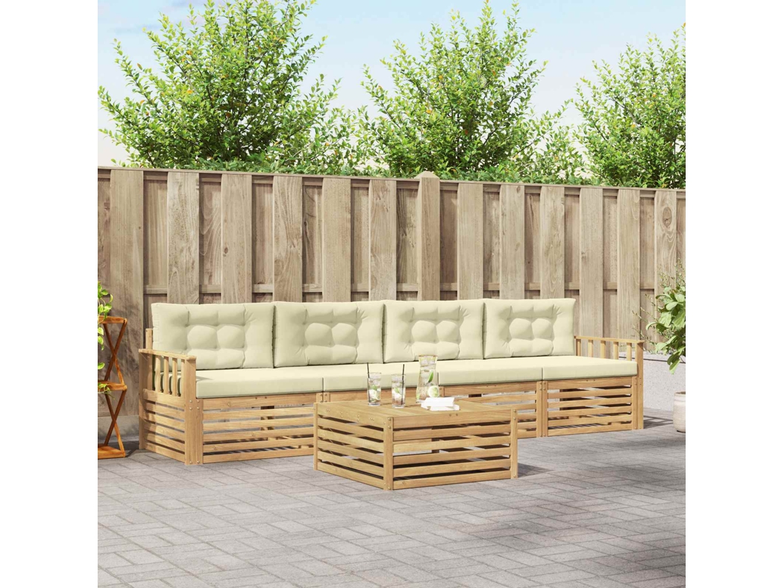 Vidaxl Conjunto De Sofás Para Exterior 5 Unid. Branco E Creme