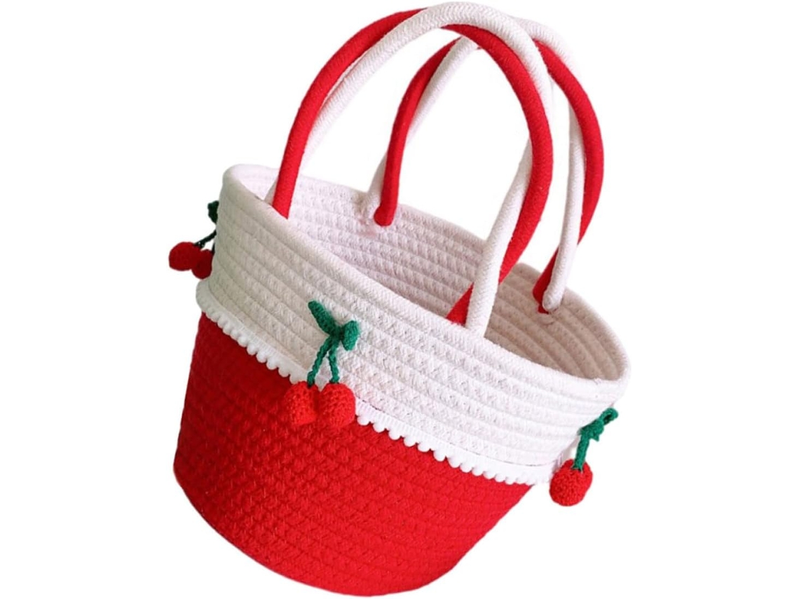 Bolsa De Algodão Trançado Ciieeo Para Mulheres E Meninas, Bolsa De Praia Decorativa Com Alça.