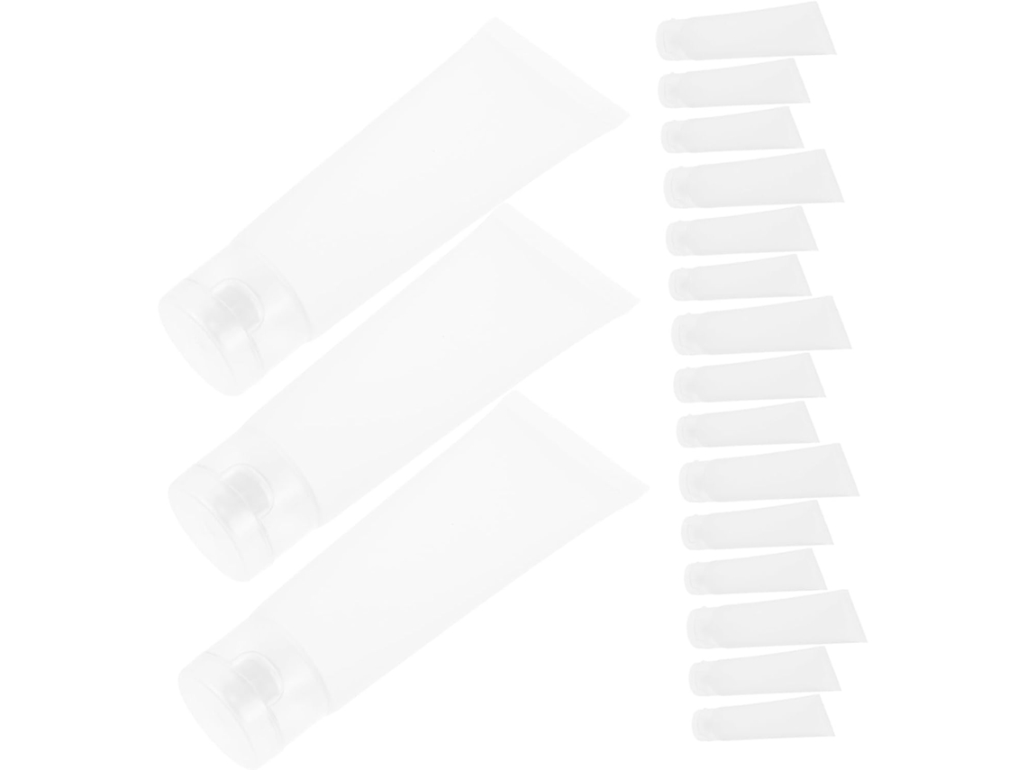 Pacote Com 30 Tubos De Viagem Flexíveis, Transparentes E Foscos, De 30ml, Com Tampa Flip-top, Recarregáveis.