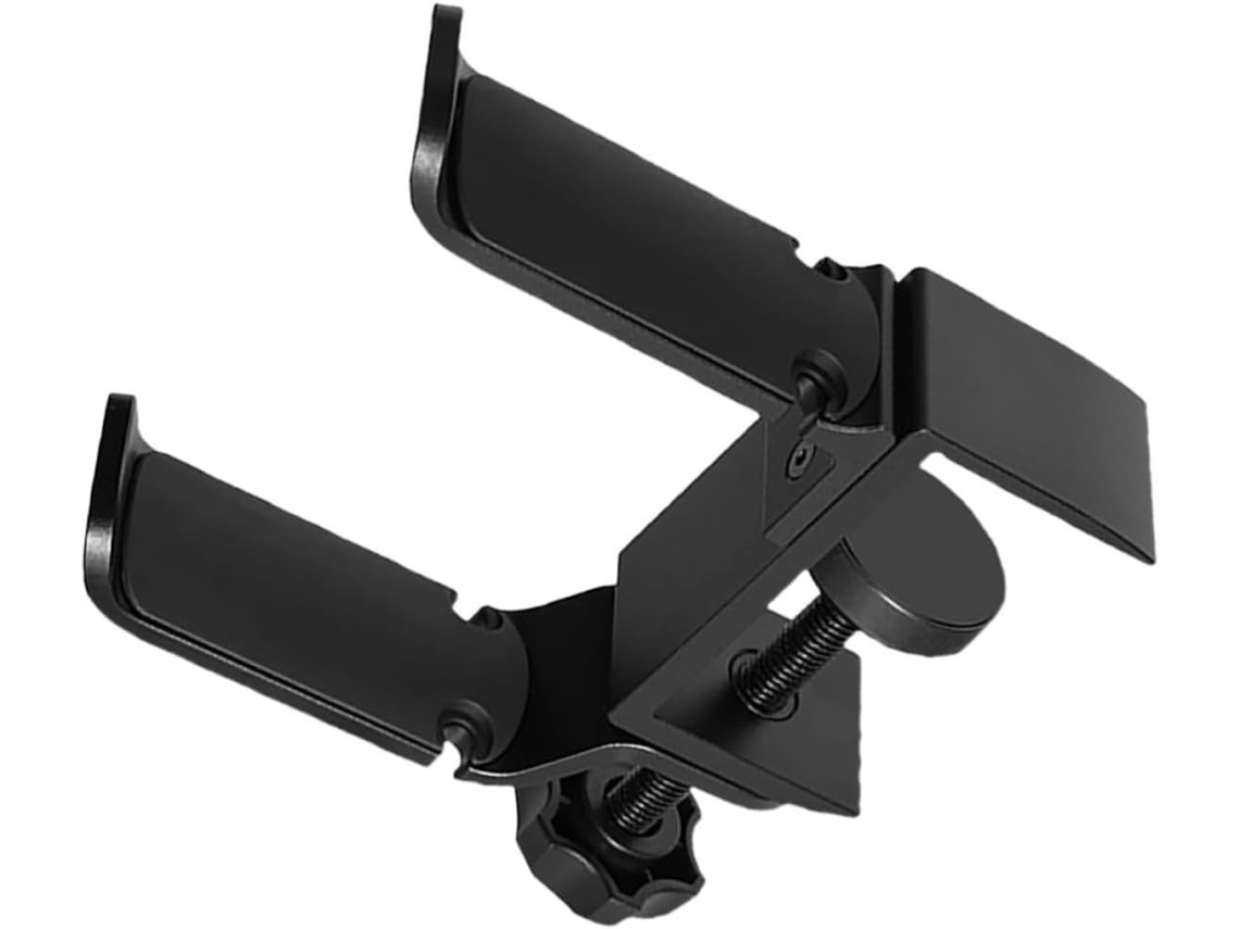 Suporte Duplo Para Fones De Ouvido Stobaza, Preto, Em Plástico E Silicone, Com Clipe Para Uso Embaixo Da Mesa