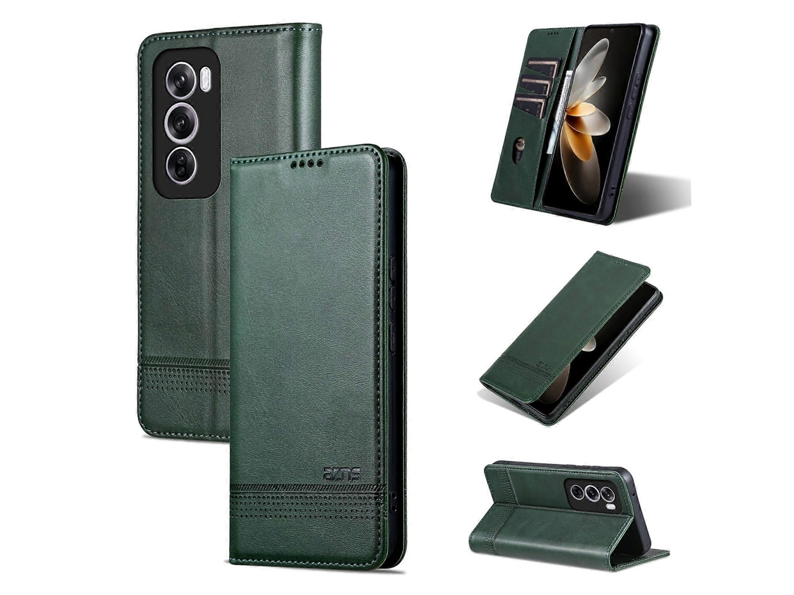 Capa De Celular Flip De Couro Com Textura De Bezerro Magnética Para Oppo Reno12 Pro Global Azns