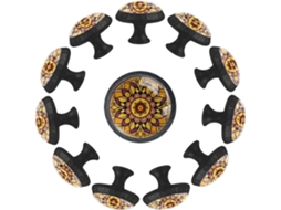 Puxadores E Botões Redondos Para Gavetas Armários, Conjunto De 12 Peças, Com Mandala De Flores Desabrochando, Ideais