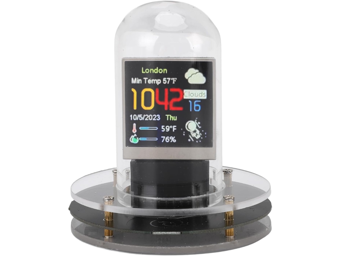 Relógio Com Tubo Luminoso, Relógio Digital Ips De 1,54 Polegadas Com Wi Fi, Exibição De Data, Hora E Gokoco