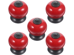 Puxadores Redondos Para Gavetas, Estilo Simples E Elegante, Conjunto De 5 Em Cerâmica Vermelha.