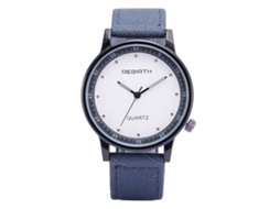 Relógio de Pulso Analógico Quartz com Mostrador Redondo e Pulseira Pu Ajustável Clássico Empresarial (azul)