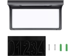 Luz De Placa De Matrícula Led Solar, Preta, Iluminação Contínua Em Abs, Adequada Para Uso Externo E Sinalização De