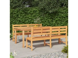 Conjunto de 3 Peças de Jantar Para Jardim Madeira De Teca Maciça Dkd Home Decor