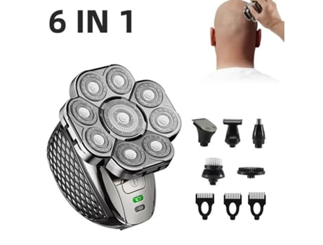 6 in1 Grooming Kits Electric Shaver Facial Body Electric Razor Para Homens Cabelo Barba Trimmer Cabeça Calva Máquina de barbear recarregável