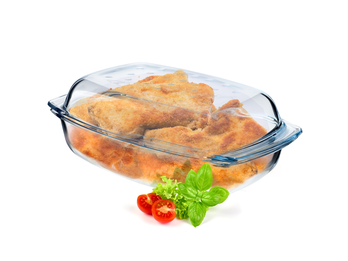 Fuente Resistente Al Calor Con Tapa 4,1l Para Hornear, Vidrio Rectangular Kadax