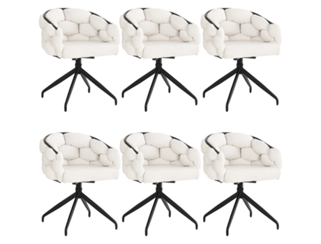 Conjunto De 6 Cadeiras Giratórias Em Veludo Estilo Moderno Bege Raumio