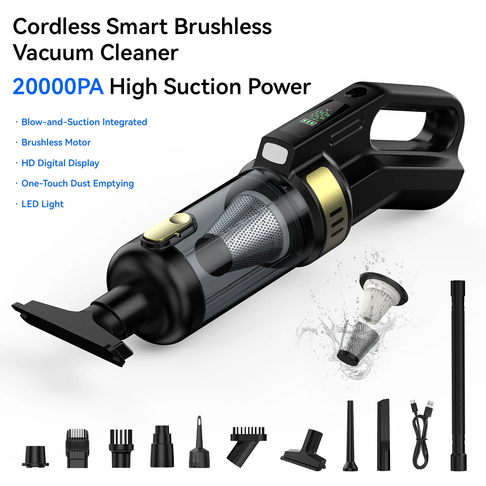 Aspirador De Pó Portátil Potente, Com Função De Soprador E Aspirador, Ideal Para Uso Em Carros E Residências.