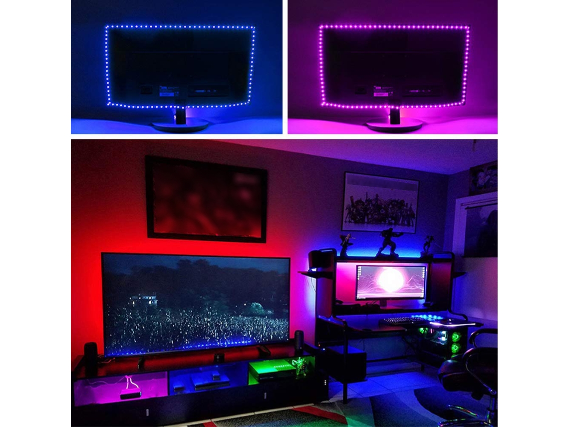 Fita Led Rgb Smd3528 0.5m 30 Leds Usb Controle Remoto 16 Cores 4 Modos Ip65