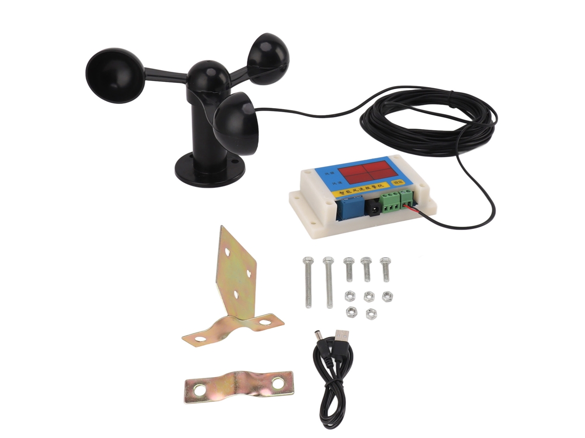 Anemômetro com 3 Pás Primerox para Grua Torre USB 5v com Alarme e Velocidade do Vento com MARCA