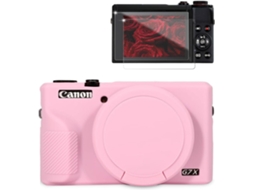 Capa Silicone HEXINYIGJLY para Canon G7x Mark Iiitampa Removível, Película, Anti Risco, Rosa
