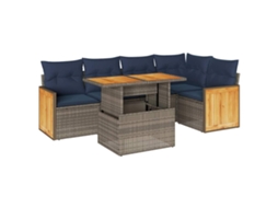 Conjunto de 6 Sofás Jardim com Almofadões Pe/acácia Cinzento MAISON EXCLUSIVE (6 pcs)