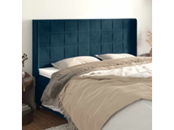 Vidaxl Cabeceira Cama C/ Abas Veludo 203x16x118/128 Cm Azul-escuro