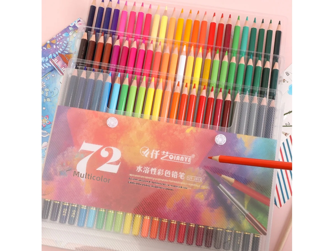Conjunto de Lápis de Cor Aquareláveis, com 48/72/120/150/180 Cores, Pré Carregados, Numerados e Resistentes À Luz AQUAFORGE