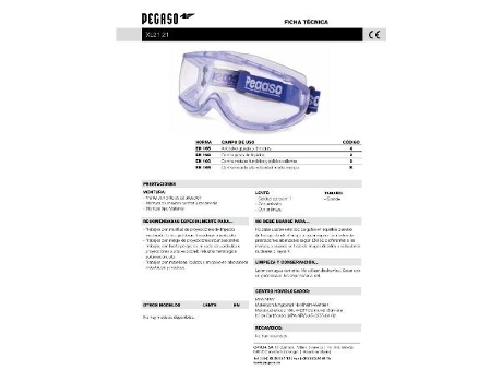 Gafa pegaso antipolvo liquido xl21 en166 protege las gafas graduadas